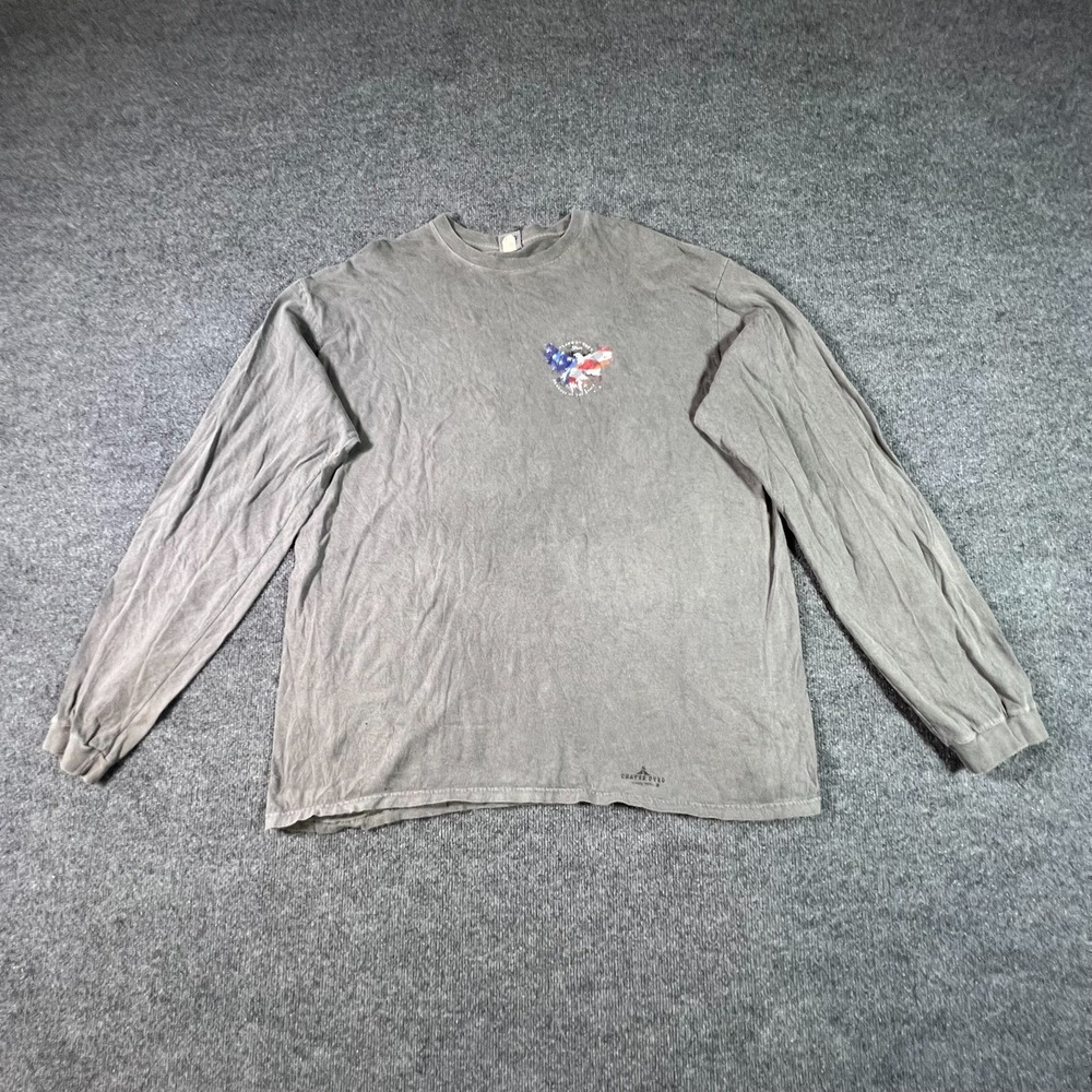 Crazy Shirts Mens 2XL Gray Cotton Land of the Free Graphic Long Sleeve T-Shirt